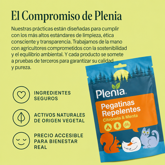 Plenia - Pegatinas con repelente natural de mosquitos