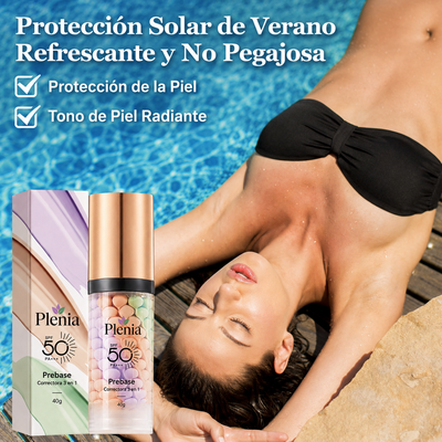 Plenia - Prebase maquillaje SPF 50 para corregir e iluminar piel | 1+1 GRATIS