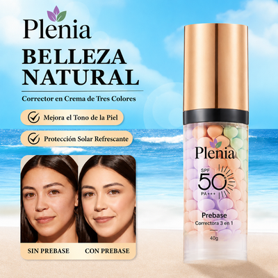 Plenia - Prebase maquillaje SPF 50 para corregir e iluminar piel | 1+1 GRATIS