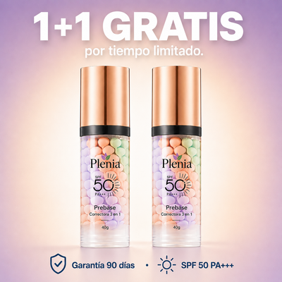 Plenia - Prebase maquillaje SPF 50 para corregir e iluminar piel | 1+1 GRATIS