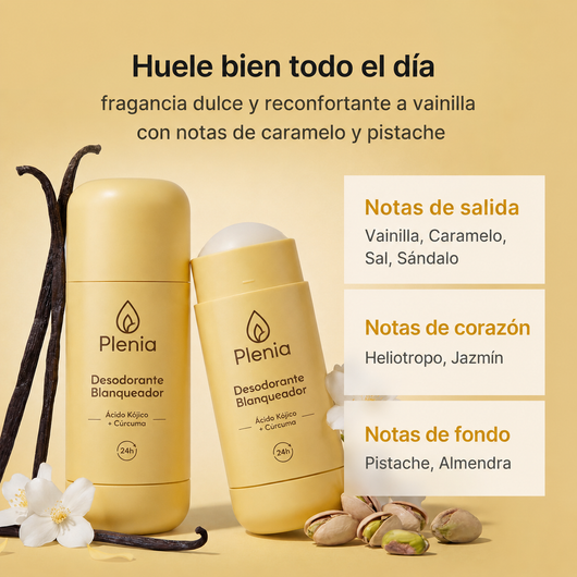 Plenia - Desodorante de vainilla blanqueador de axila