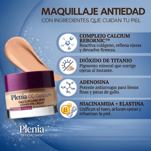 Plenia CC Calcium - Crema Correctora Instantánea de Ojeras | 1+1 GRATIS