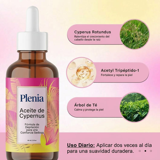 Plenia - Aceite de Cypernus para reducir el crecimiento del pelo